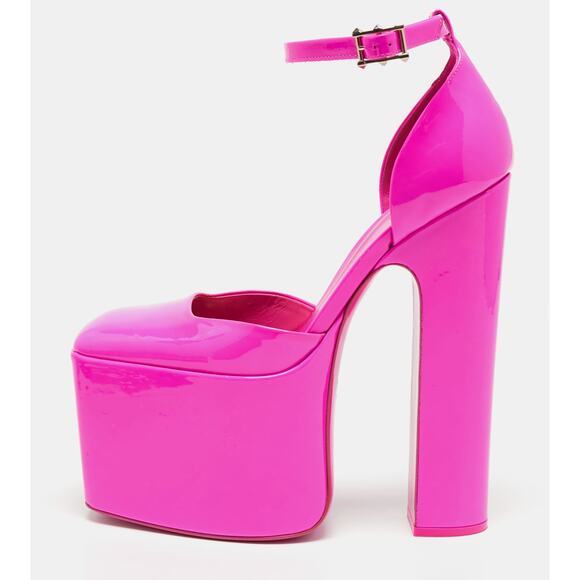 Valentino Garavani Discobox Platform Pumps Fuchsia Pink Patent Leather Size 7 US - Picture 1 of 16